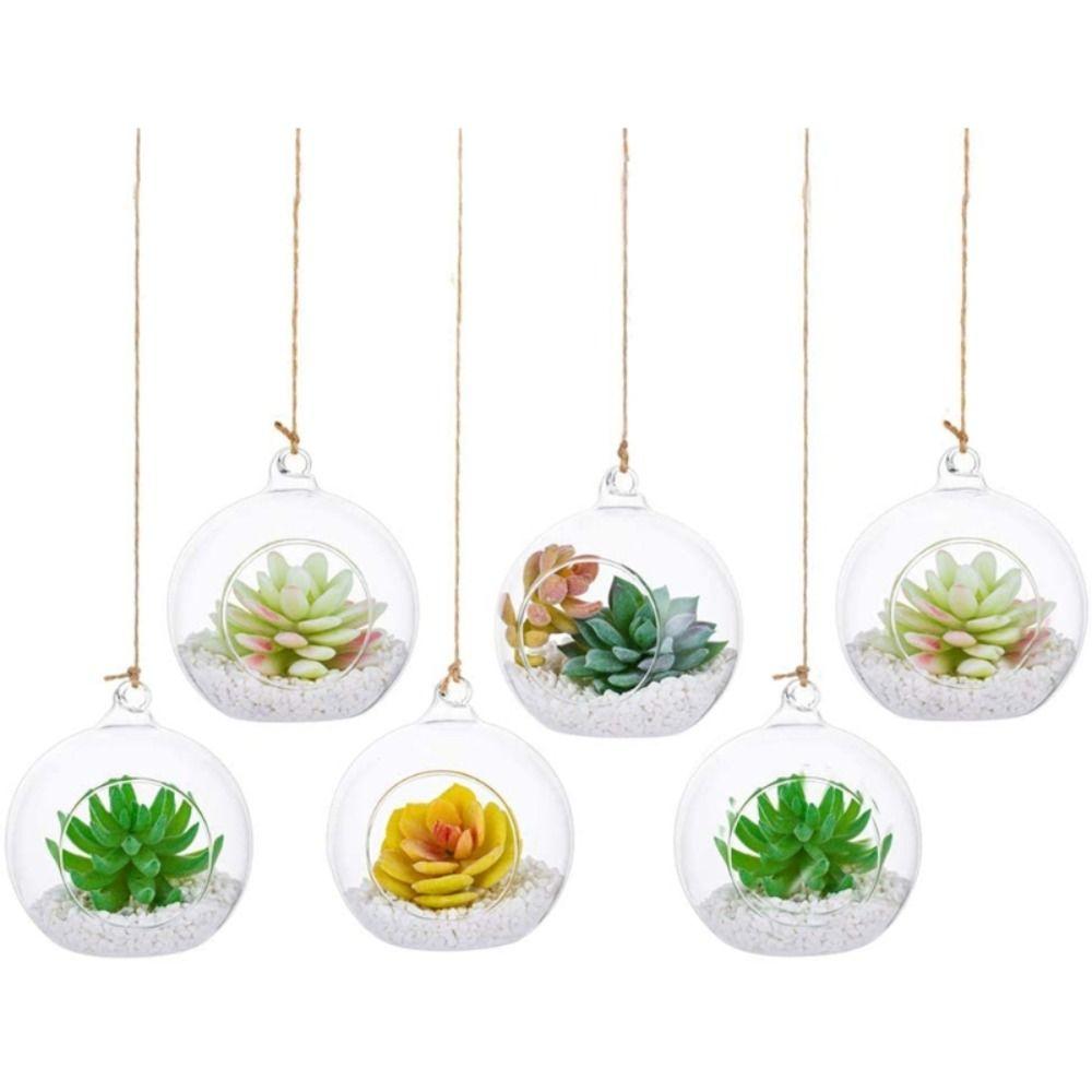Clear Hanging Glass Vases Transparent Glass Planter Hanging Tealight Holder  Wedding Party