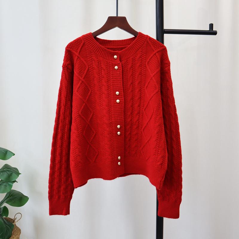 Retro Twist Gentle Wind Knitted Cardigan Autumn and Winter New Design Sense Loose Soft Waxy Sweater Jacket Women