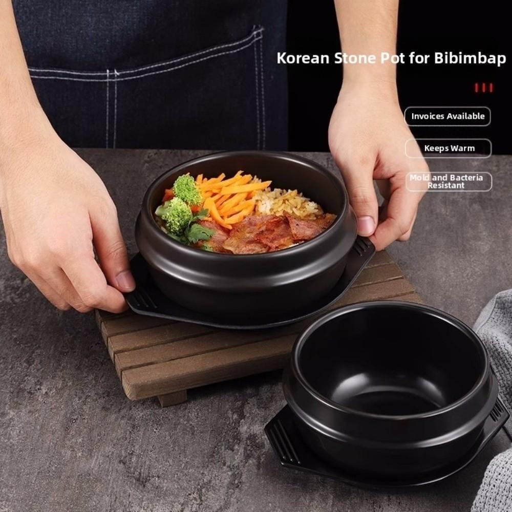 with Tray Korean Stone Pot Thickened Cooking Soup Pot Durable Mixed Rice Stone Pot  Commercial Use