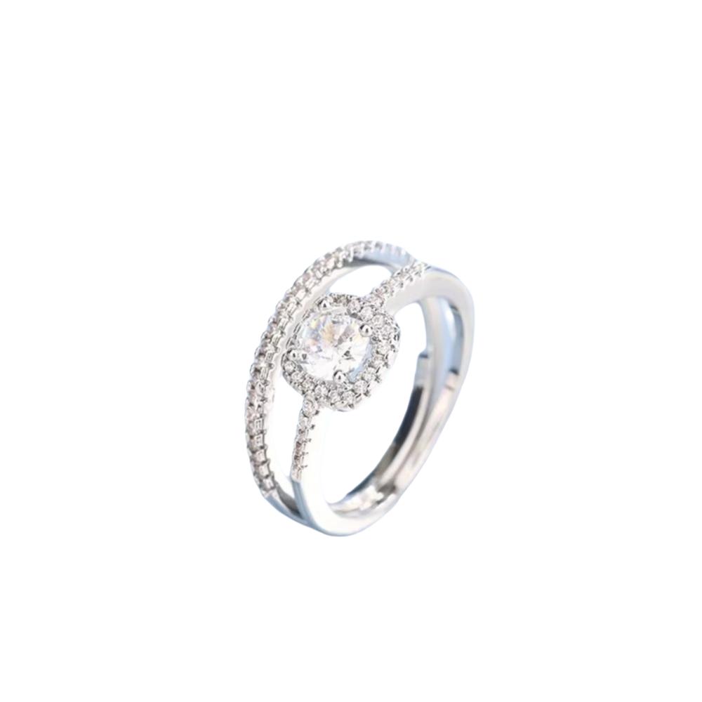 2Pcs Oval Crystal Ring Set Luxury Wedding Rings Fashion Engagement Ring  for Women Men