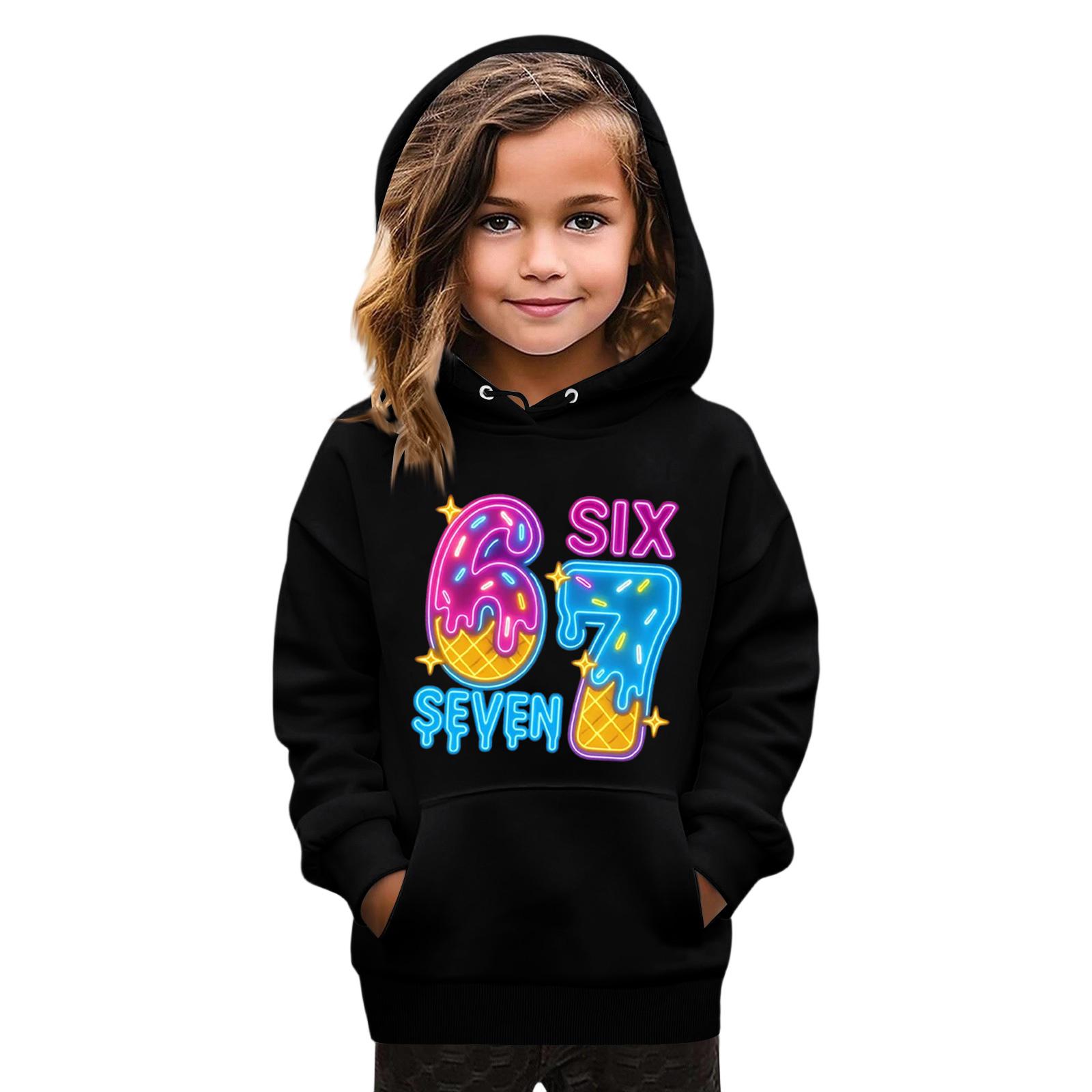 

Детская мода Принтованный пуловер Повседневный с длинным рукавом Свитшот с круглым вырезом и капюшоном 150 чёрный