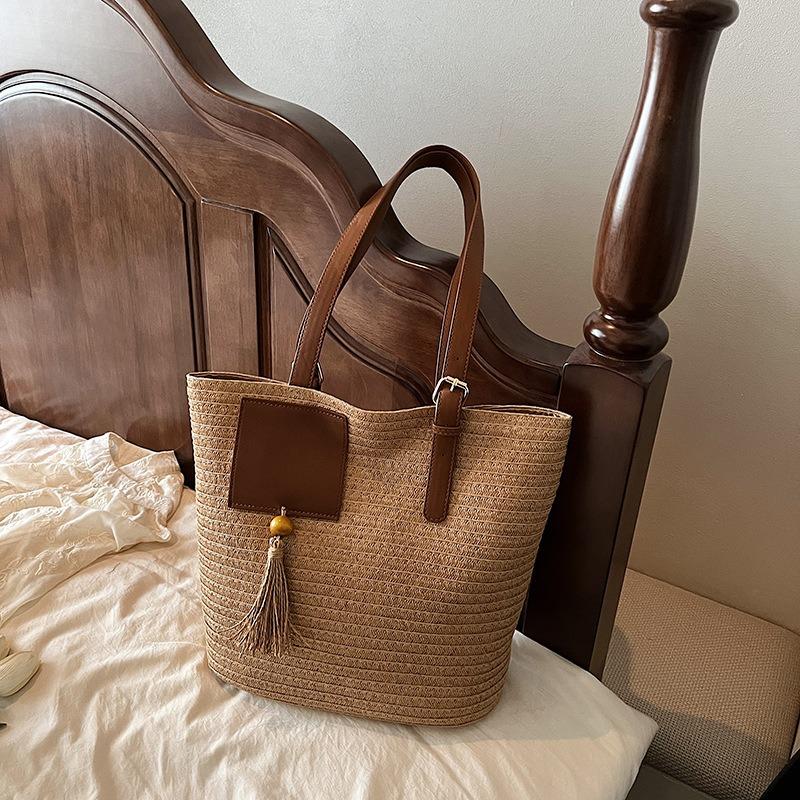 Summer Woven Bags, Women's Armpit Bags, Fashionable and Simple Hand-woven Straw Bags, Shoulder Bags, Large-capacity Mommy.