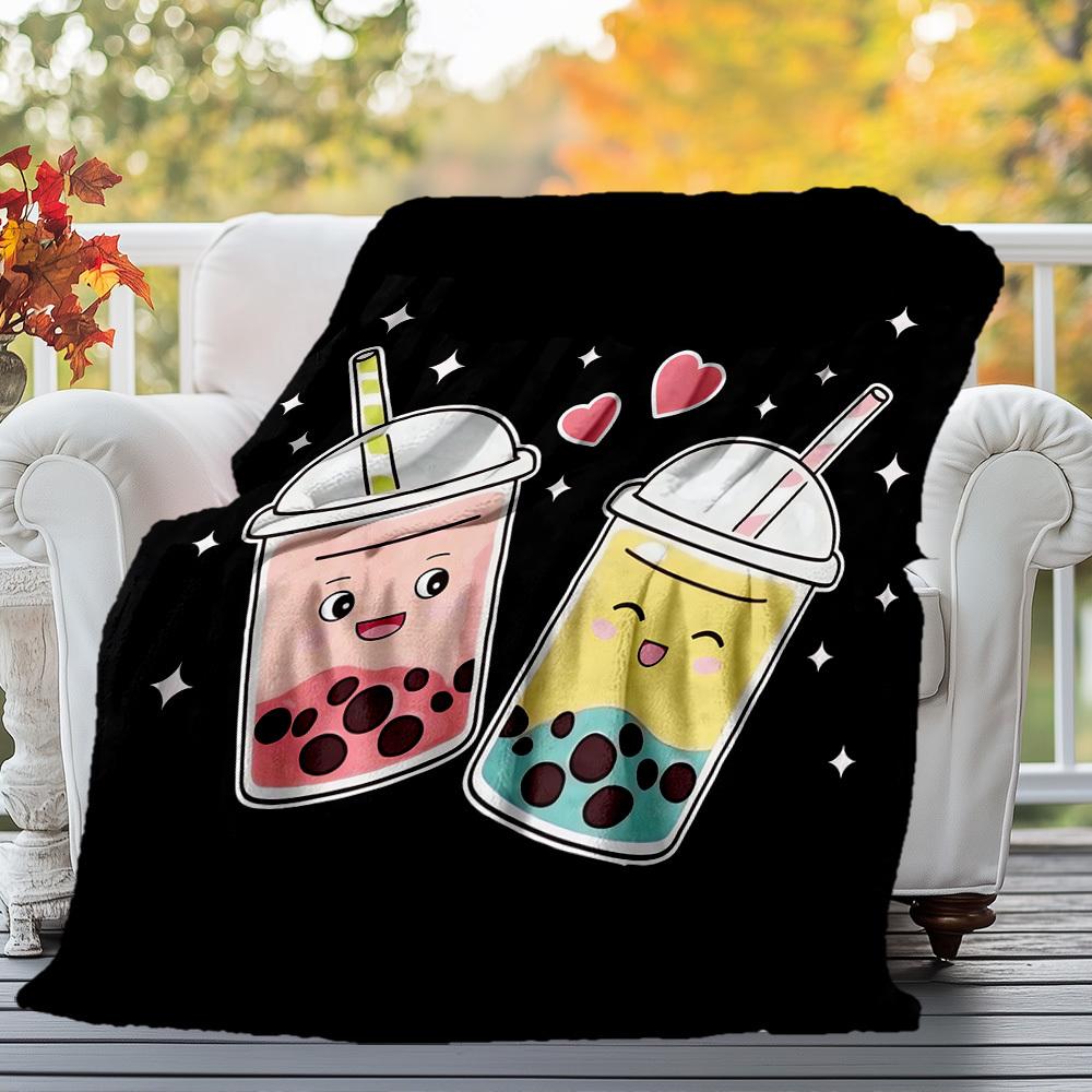 Bubble Tea Outdoor Flannel Blankets, Outdoor travel, Home Blankets, Fan Gifts,Suitable for All Seasons, Christmas Gifts. R1127094