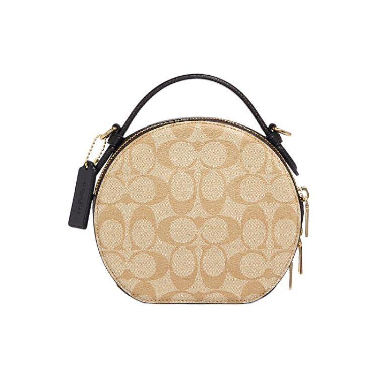 Coach Canteen Series Classic Double Zipper Closure Letter Print Faux Leather Crossbody Bag Women bags Khaki CC729-IMUOH
