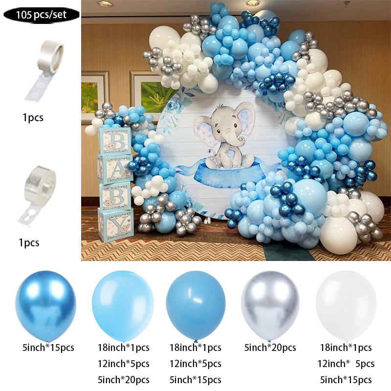 Pastel Light Blue White Sand Beige Balloon Garland Arch Kit Boy Baby Shower Gender Reveal Wedding Party Birthday Decoration