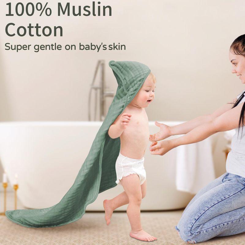 2 Stück Baby Badetücher mit Kapuze 35*35 Zoll 100% Musselin Baumwolle Neugeborenen Kapuzenhandtuch mit Kapuze für Babys, Säuglinge, Kleinkinder und Kinder