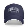 CHICAGO ILLINOIS BASEBALLKAPPE SCHWARZ MIT WEISSEN BORDÜREN KLASSISCHER STIL VERSTELLBAR FÜR Unisex UND Frauen