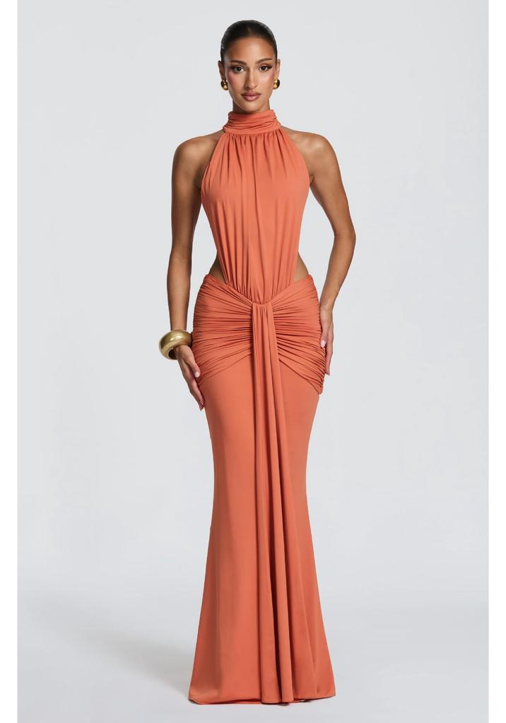 Elegant Halterneck Pleated Slim Fit Long Dress - Sexy Backless High Neck Banquet Gown (2026 Collection)