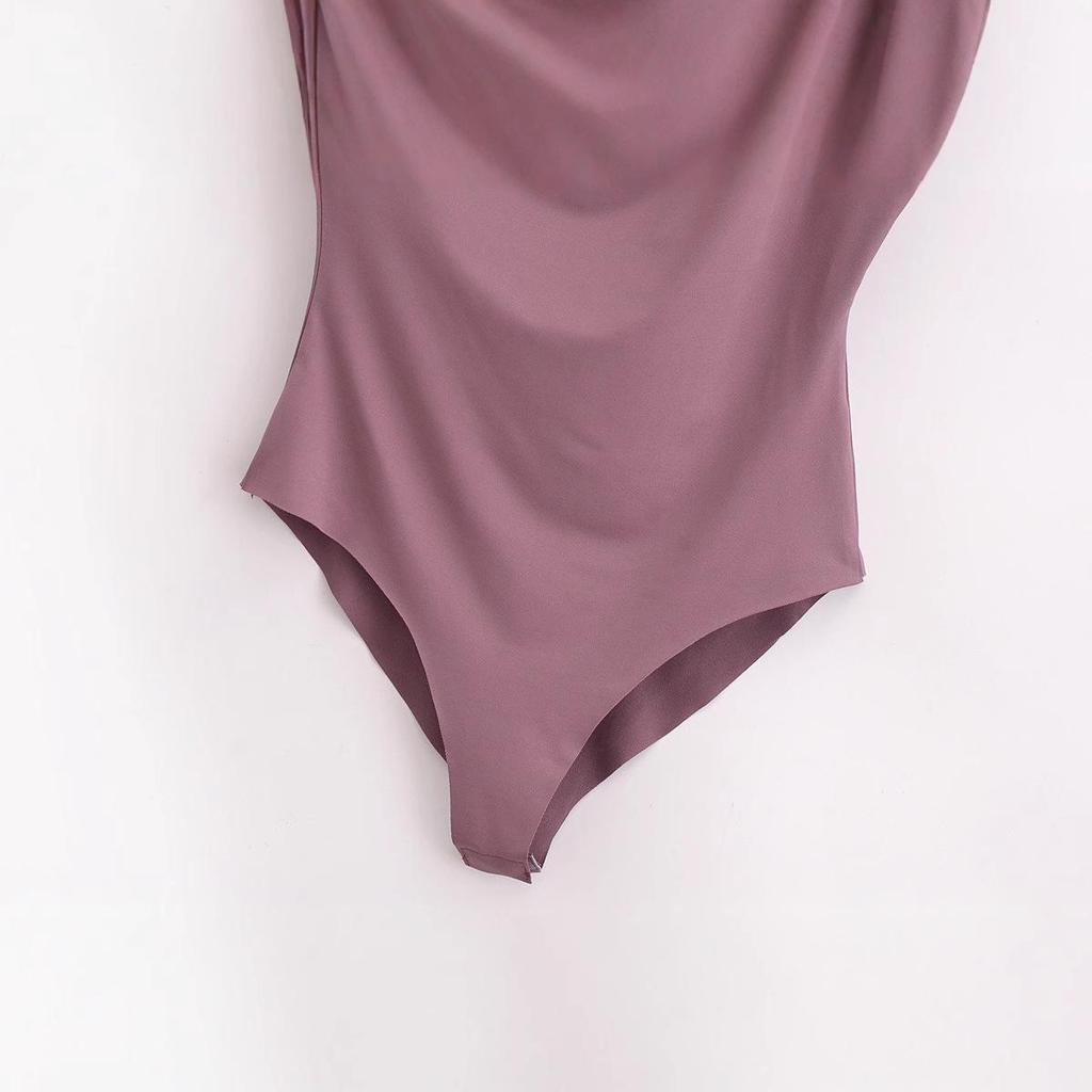 Spring 2025 Women's European & American Style Pleated Slimming Bodysuit