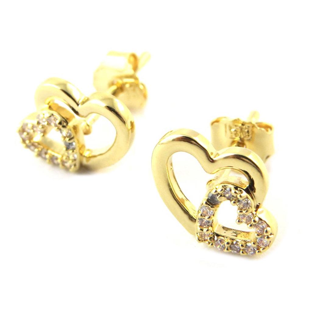 Les Trésors De Lily [N6870] - Gold Plated 'Love' Earrings White Gold - 12x10 Mm