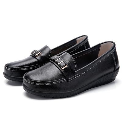 Women's Female Mother Girl Ladies Genuine Leather Flats Shoes Platform Loafers Slip On Plus Size 42 43 44 Spring