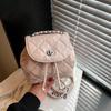 Rhombus Chain Backpack Female Niche Design Fashion Bucket Bag Casual Schoolbag Premium Travel Backpack