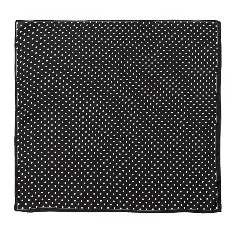 

53CM Square Pure Silk Square Scarf Black Polka Dots 100% Mulberry Silk Decorative Hairband Necktie Small Neckerchief for Women 53x53cm