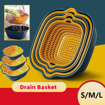 Kitchen Plastic Colanders & Strainers Vegetable and Fruit Kitchen Colander Set with Handles Space-Saver Portable Food Strainer for Veggies and Fruits