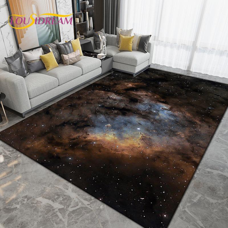 Galaxy Universe Space Stars Earth Area Rug Large,Carpet Rug for Living Room Bedroom Sofa Doormat Decoration,Non-slip Floor Mat