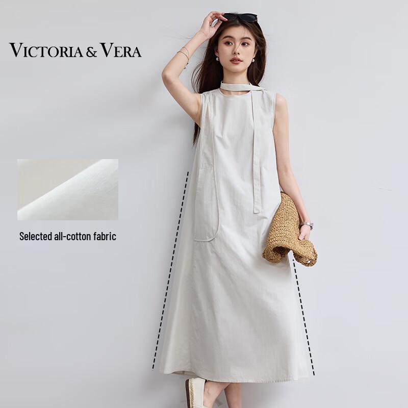 

VICTORIA&VERA Women s Sleeveless Tie-Detail Midi Dress S