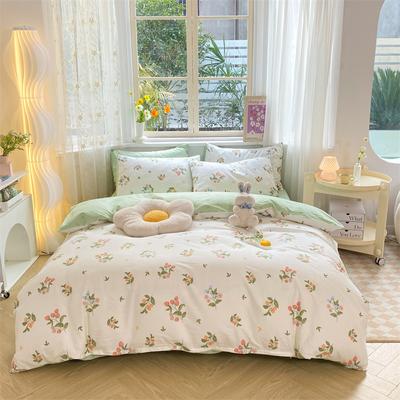 Conjunto de quatro peças 100% algodão 60 fios conjunto puro de algodão para dormitório pequeno e fresco de três peças capa de edredom espessada para outono e inverno lençol de cama