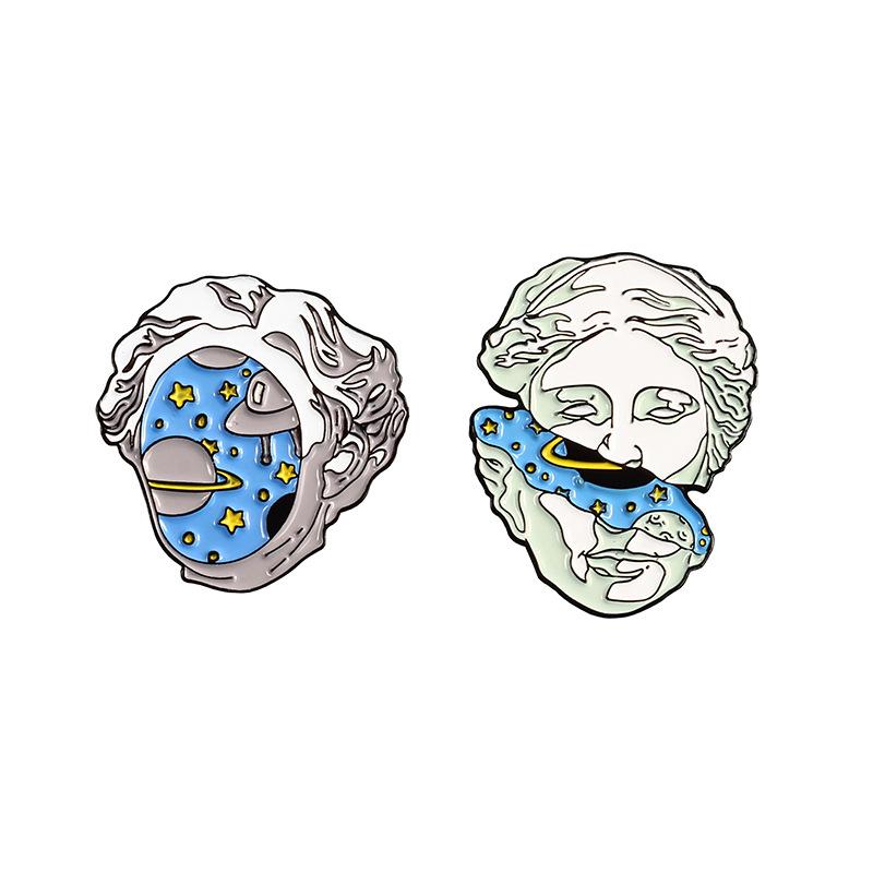 Starry Sky Character Alloy Brooch - Trendy Fashion Accessory Badge