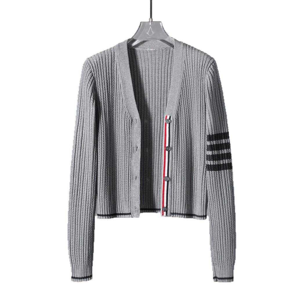 TBJL Damen Klassischer Strick-Cardigan mit vier Streifen - Herbst/Winter High-End Schlankmachende Mode.