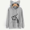 Plus Size Cat Print Fleece Hoodie for Women - Autumn/Winter Collection