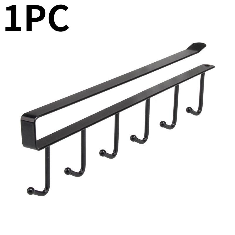 

Multifunction 6 Hook Iron Art Wardrobe Hooks Mug Cup Hanger Bathroom Sundries Storage Organizer Kitchen Cabinet No Nailing Hooks