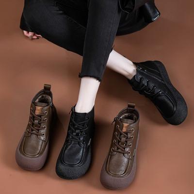 Women's Large Size Soft Sole Winter Warm Fur One Snow Boots Padded Lined Ankle Boots Anti-slip Hiking Casual Sports Cotton Boots Martin Boots