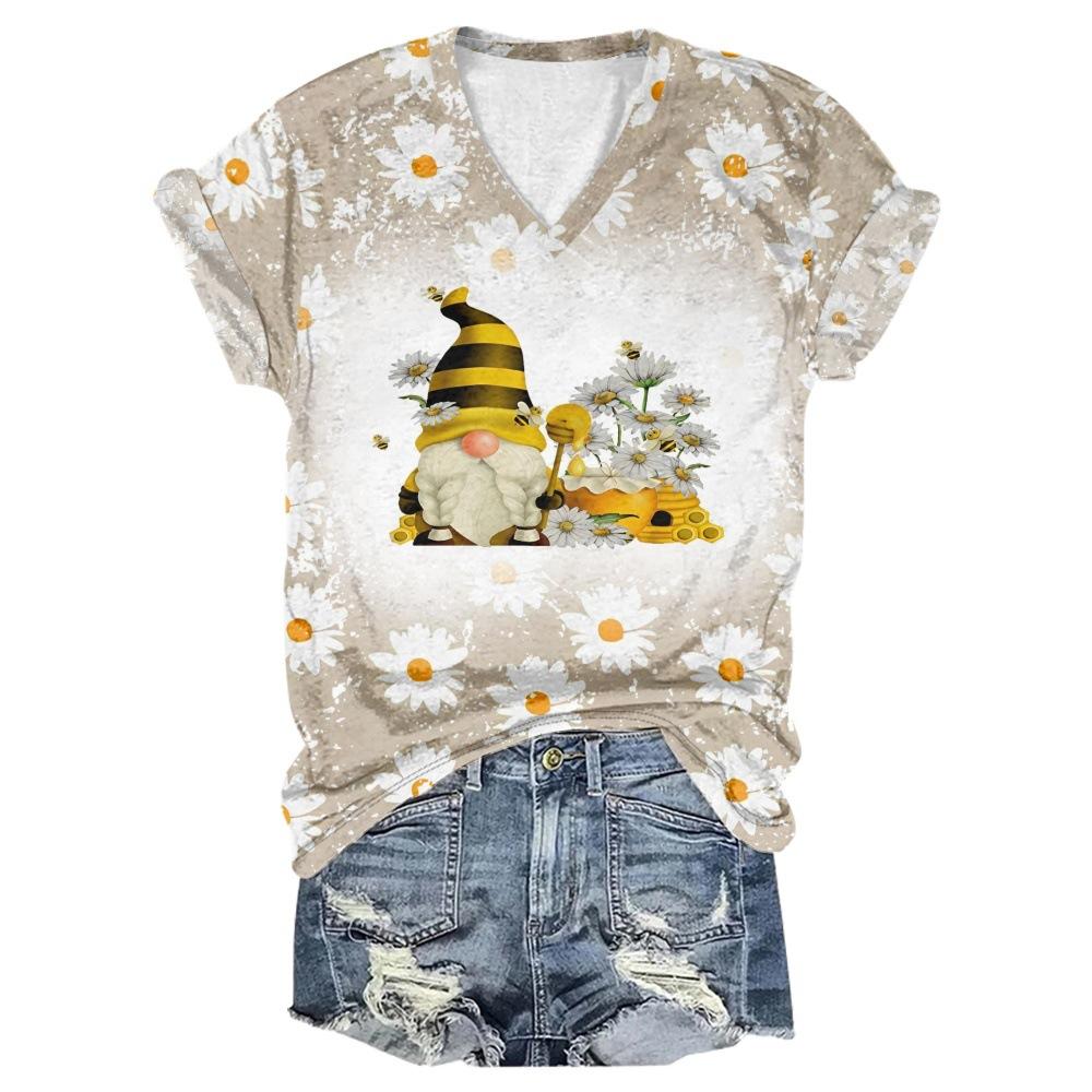 

New Western Fall Gnome Series Pattern 3D Printing Series Casual Women s T-shirt S