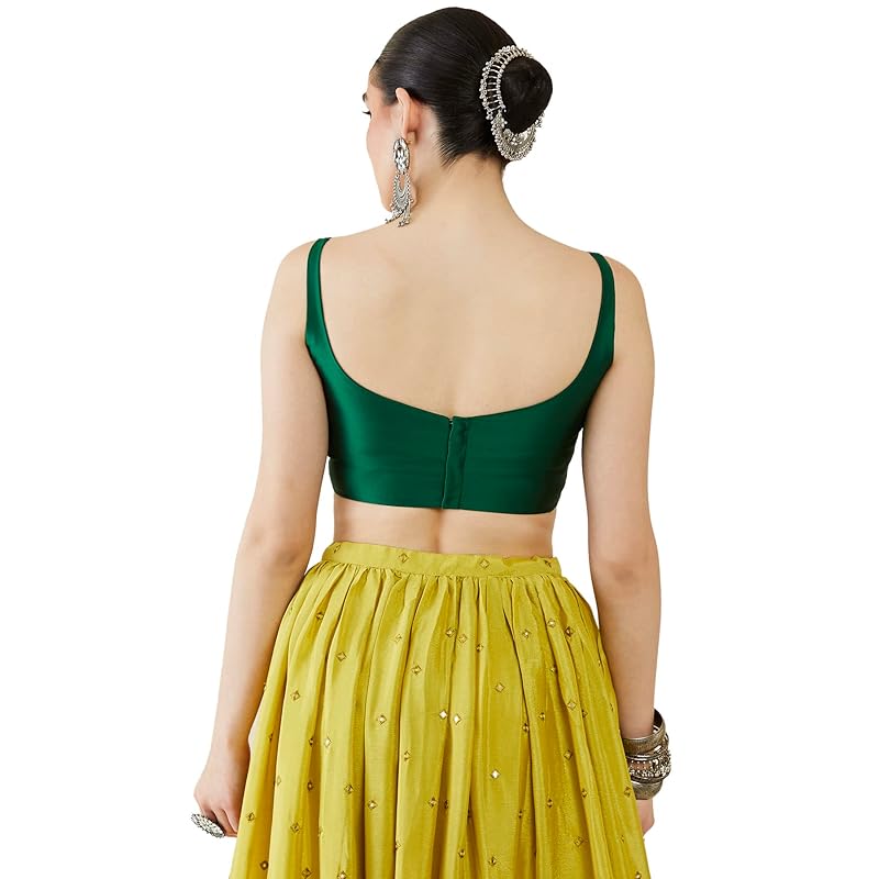 Soch Women Satin Solid Sleeveless Blouse(Black_34) 34 зелёный