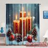 2pcs,Curtains Christmas Candles Snowflakes Pinecones (3) Modern Minimalist Curtains Polyester Curtains Decorations Outdoor for