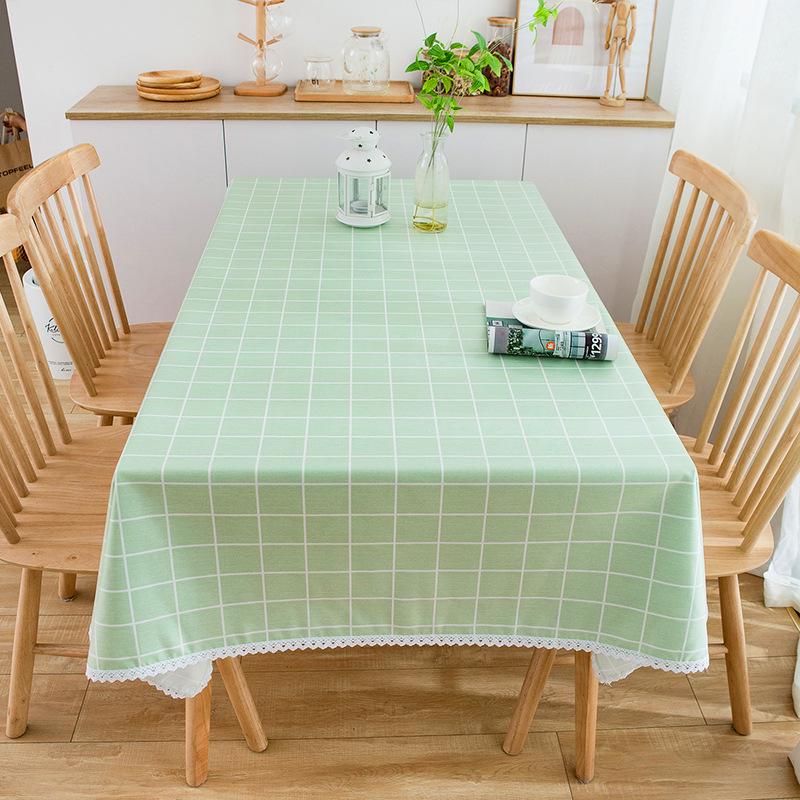 Ins Style Waterproof Wash-Free Plaid Tablecloth for Coffee and Dining Tables