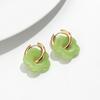 Colorful Flower Resin Acrylic Charms Earring Gold Color Circle Ear Buckle Hoop Earrings Fashion Jewelry for Women