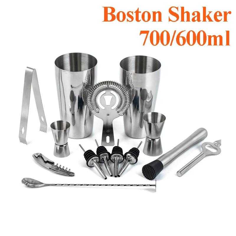 Nerezová sada na koktejly Míchačka Barman sada Cobbler Boston Shaker Barová sada Nástroje Jigger Míchačka Muddler Nalévátko Lžíce