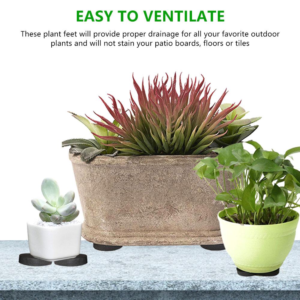 40Pcs Natural Rubber Pot Mat Invisible Plant Pots Risers Pad Flower Pot Feet Black Flower Plant Pot Feet Risers