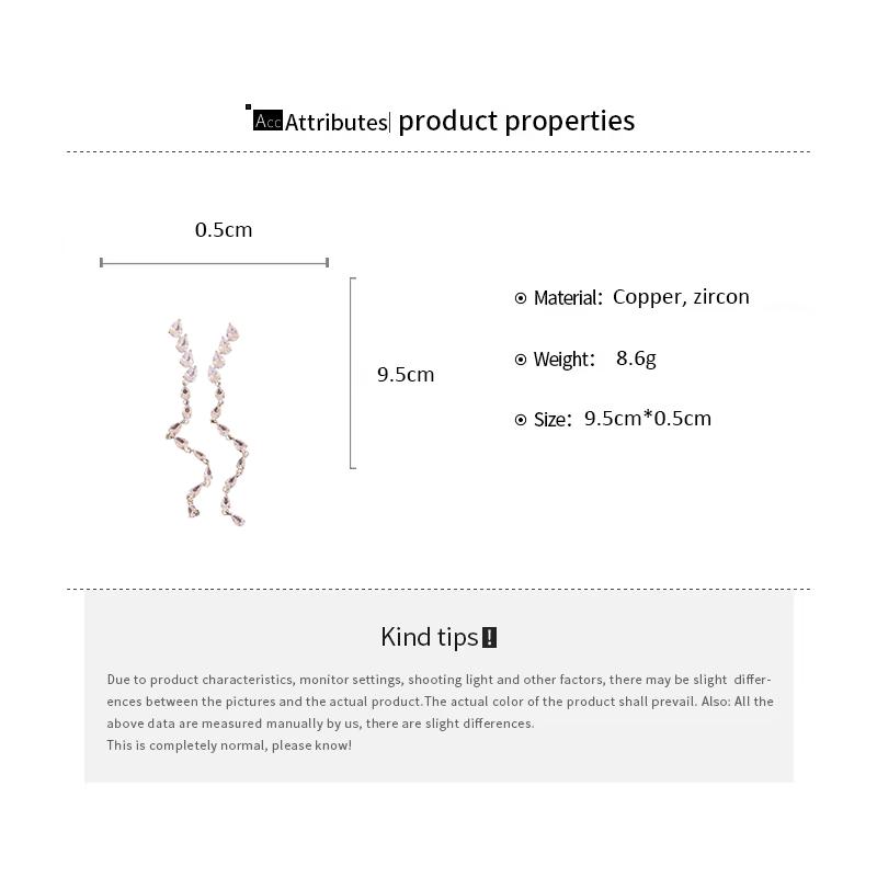 Super Flash Water Drop Zircon Splicing Long Tassel Dangle Earrings for Women Light Luxury Dainty Magnificent Earring K