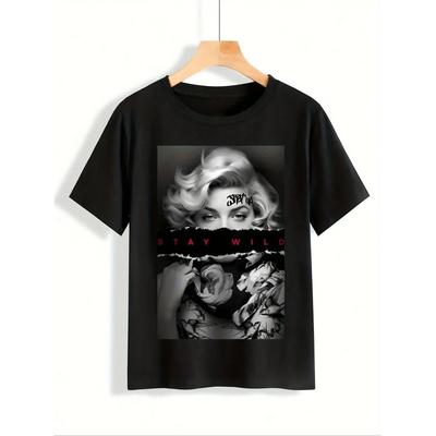 2025 Καλοκαιρινό Γυναικείο T-Shirt Μεγάλο Μέγεθος Βαμβακερό Άνετο Και Διαπνέον Το Post Marilyn Θεά Εκτύπωση Μοντέρνο Γυναικείο Ρούχο
