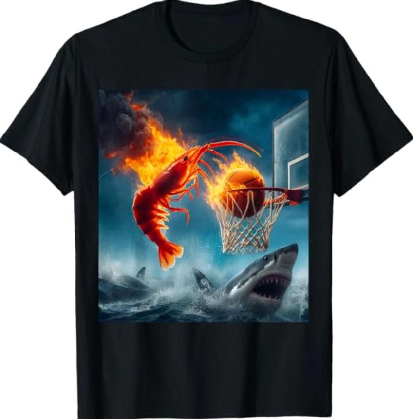 Shrimp Dunking on Shark Meme T- Shirt XL