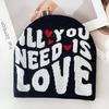Color Simple Blocked Letter And Heart Pattern Women Casual Warm Hat Knitted