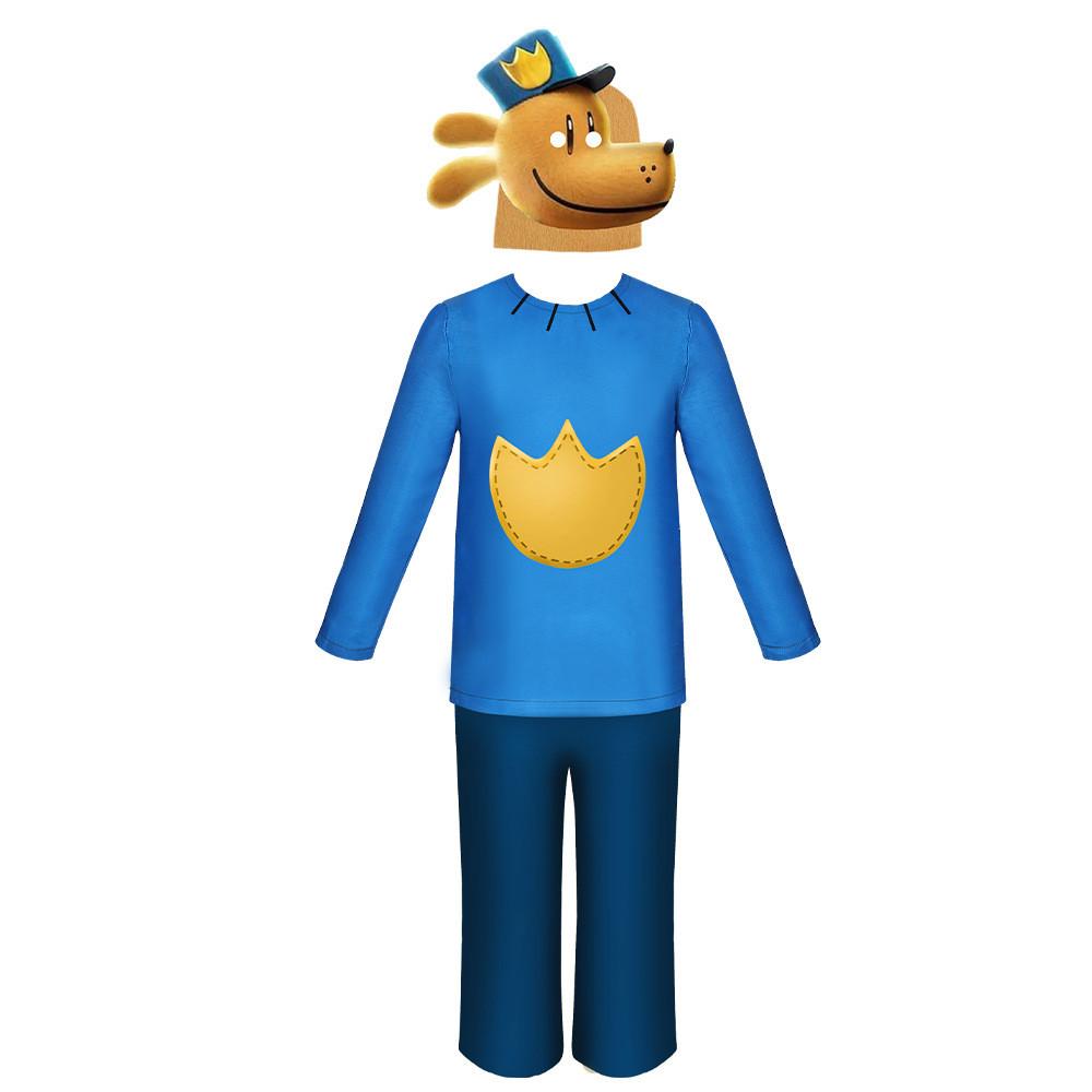 Костюм Косплей Человека-Пса на Хэллоуин для детей, унисекс, из полиэстера с забавным дизайном Dog Man,120 Child