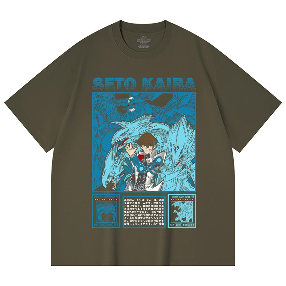 230 Gsm 100% Cotton Yu-Gi-Oh V6 Seto Kaiba Print Unisex Heavy Cotton T Shirt