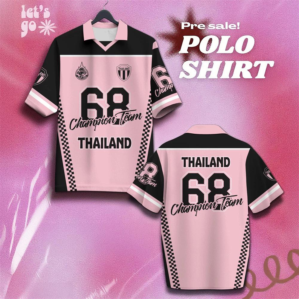 THAILAND Football Soccer Polo Vintage Shirt National Team Unisex Men Women Sport Training JERSEY CHEER Print Quick Dry Short Sleeve Uniform