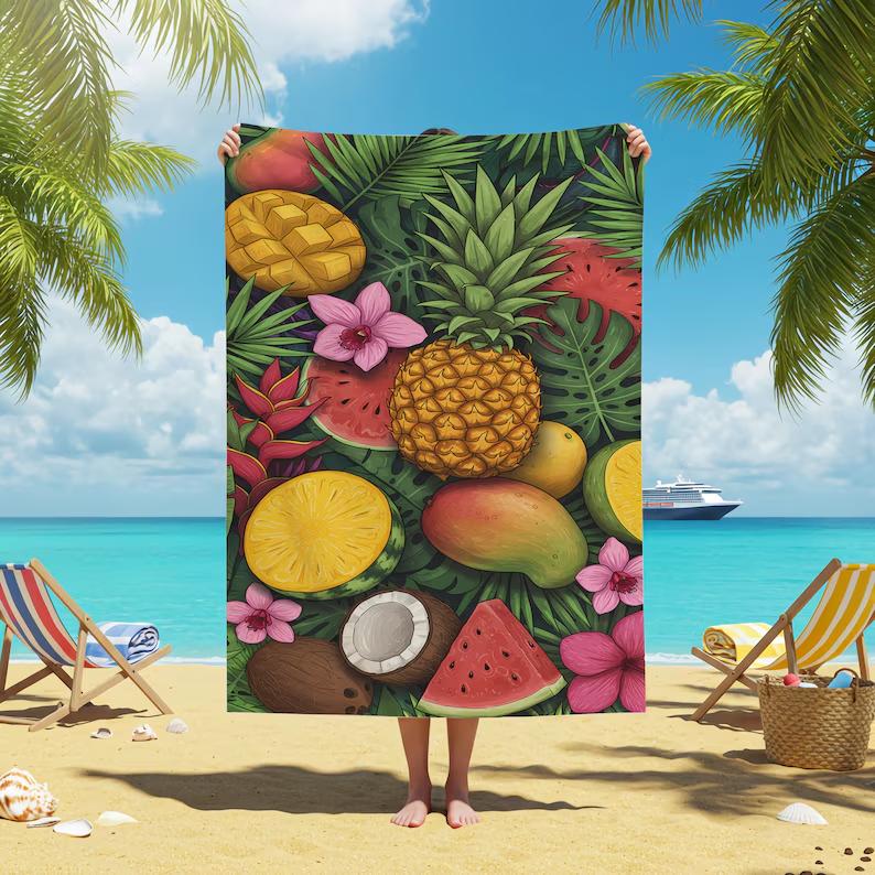 

Pineapple Beach Towel Tropical Fruit Pattern Summer Pool Towel Tropical Beach Towel Beach Towel Beach Seaside Summer Beach Towel W40*H60(CM)