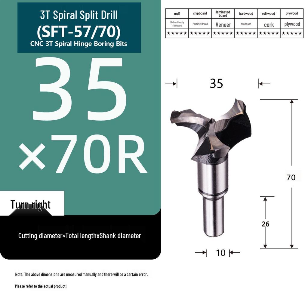 Yasen CNC Woodworking Three-Flute Spiral Drill Bit and Hole Opener