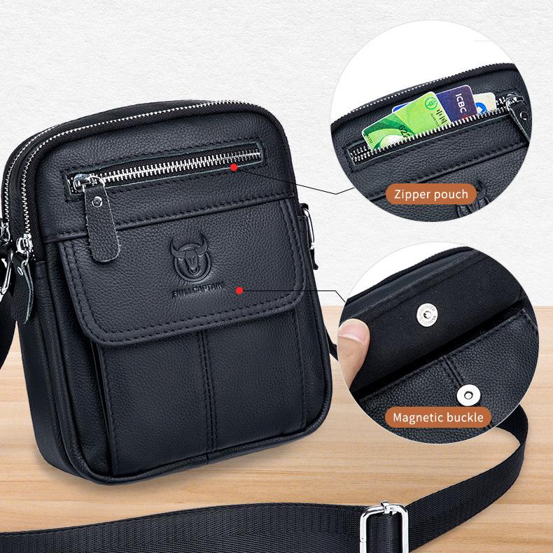 Men's Genuine Leather Messenger Shoulder Bag Vintage Cow Leather Male Casual Multifunction Small Crossbody Bag Fashion