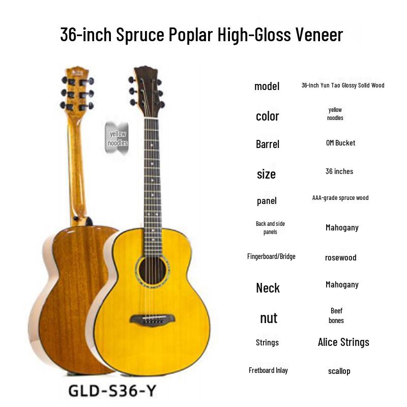41-inch Spruce Top Acoustic Guitar - Bright Finish, Beginner Friendly, Wooden Design