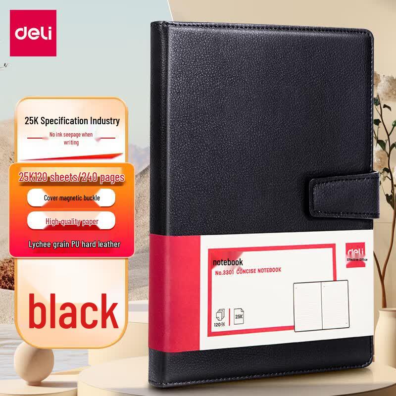 Deli 240-Page Magnetic Clasp Leather Notebook