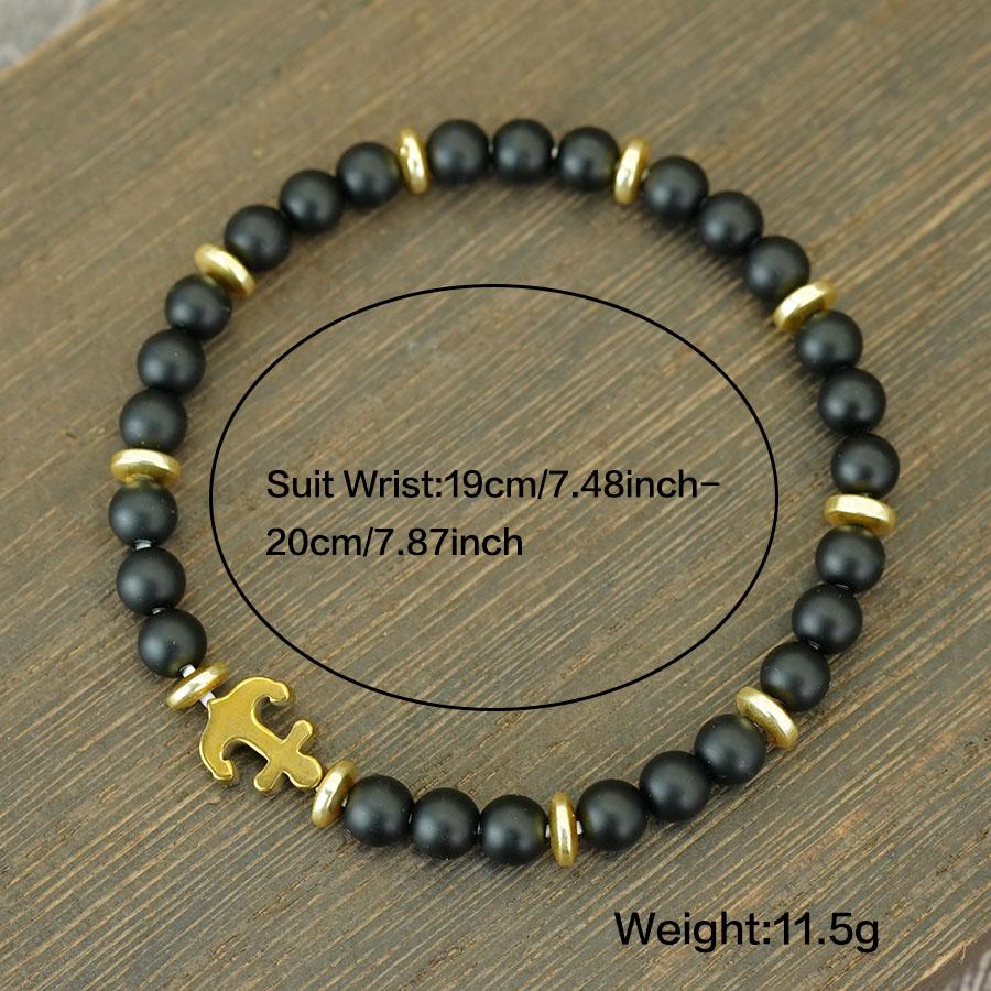 Trendy Anchor Bracelet For Men 6mm Onyx Stone 2 Color Available Natural Hematite Healing Braslet Lightweight Comfortable Joias