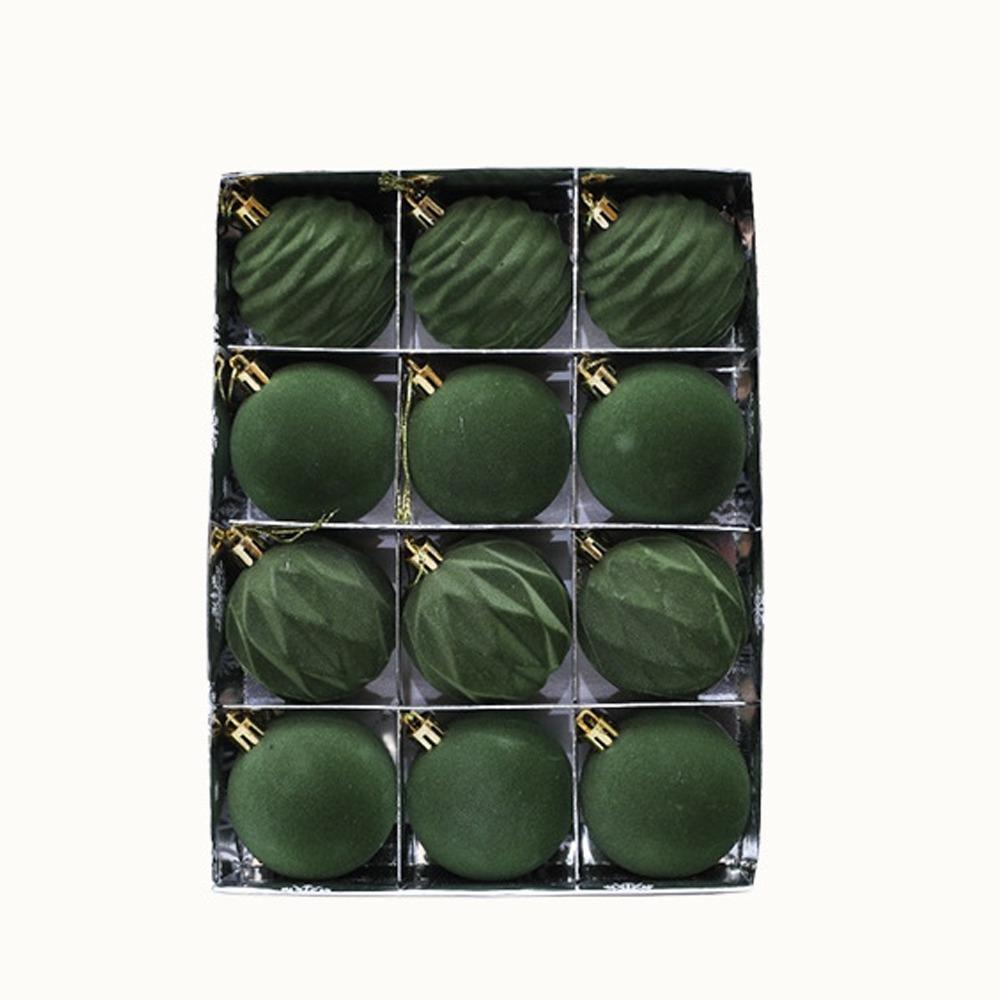 12pcs 6cm Christmas Tree Ball Pendant Flocked Xmas Tree Ornaments Christmas Spheres  New Year Noel
