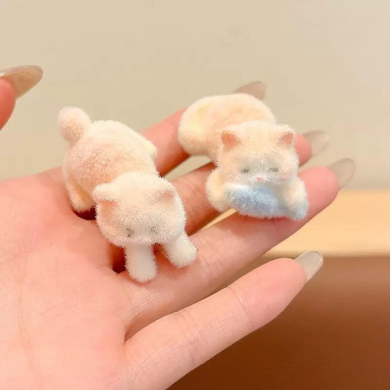Cute Plush Kitten Hair Clip For Women Side Clip For Bangs Duckbill Clip Cartoon Hair Accessory