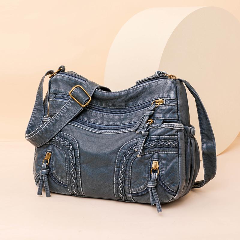 Retro Style Shoulder Bag Casual Crossbody Purse for Women Multi Pockets PU Leather Shoulder Bag Suitable for Daily Outings, Commuting, Shopping