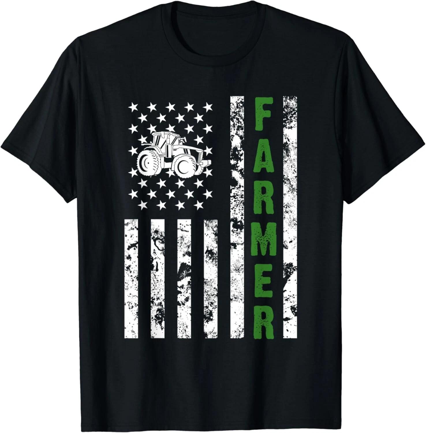 Funny Flag with Tractor - Patriotic Farmer & Farming Gifts Gift Unisex T-Shirt S